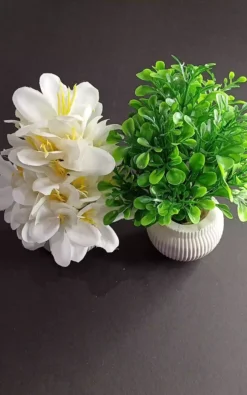 Mini Artificial Flower Pots – Elegant Decoration Piece for Home, Office & Desk Decor (Pack of 2)